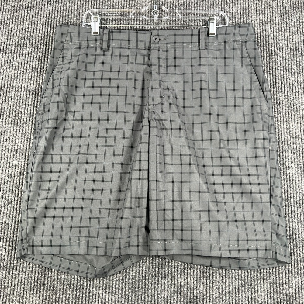 Nike Golf Shorts Mens 36 Gray Check Chino Casual Lightweight Outdoor Dri Fit